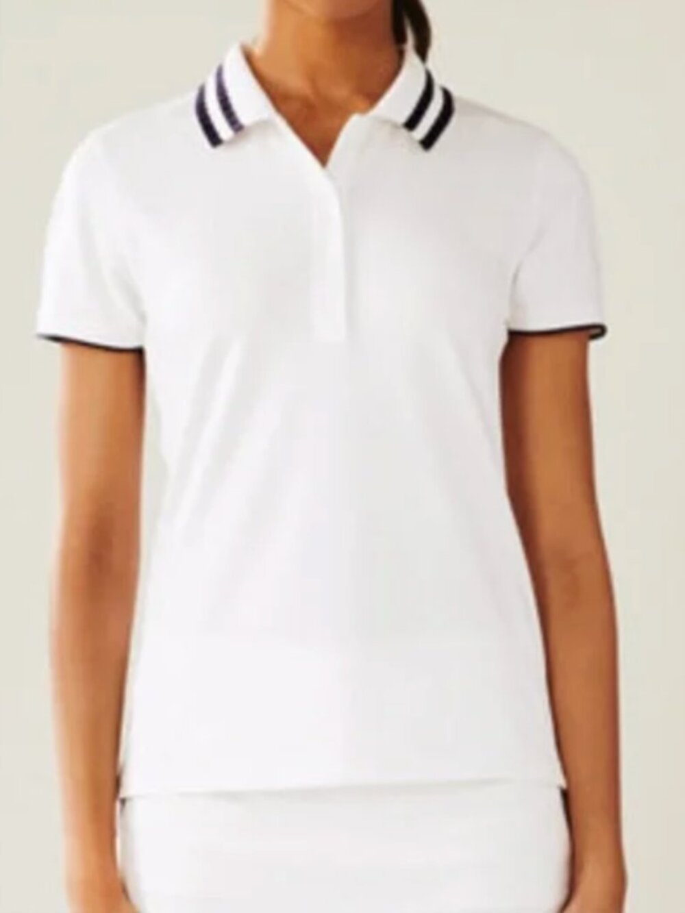 Tory Burch Sport | Pleated-Collar Polo in Snow White/Tory Navy